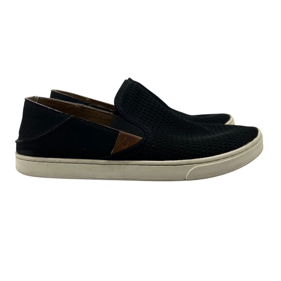 Olukai Womens 9 Shoes Black Pehuea Slip On Sneakers Breathable Mesh Loafer - Picture 1 of 14